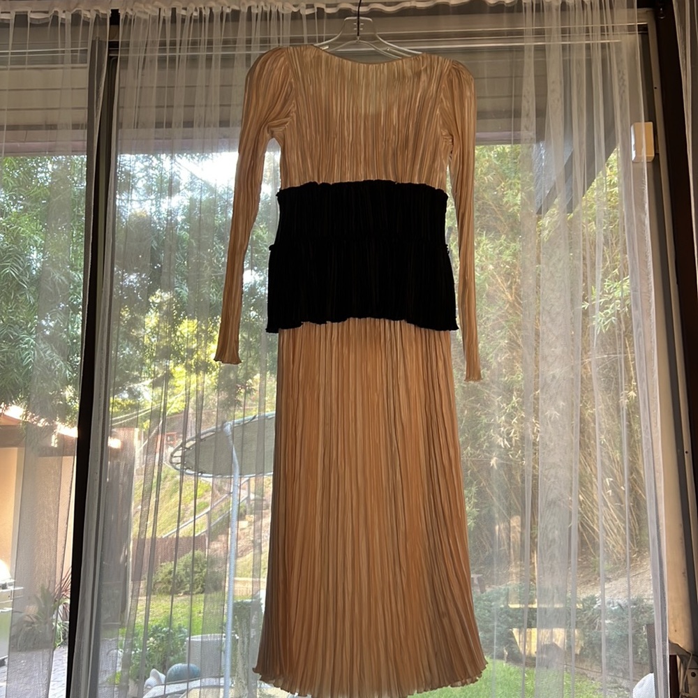Vintage 70s Mary McFadden Plisse Polyester Two Piece Gown Size 10/Todays 6 As Is